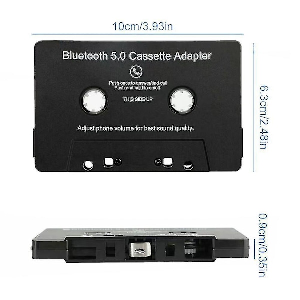 Universal Kassett Bluetooth 5.0 Adapter Konverter Bil Kassettspiller for Aux Stereo Musikk Adapter Kassett