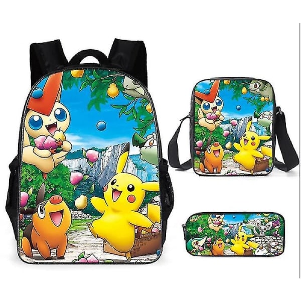 Sencu Pocket Pikachu 3-delt skoleveske og sett - perfekt for energiske barn