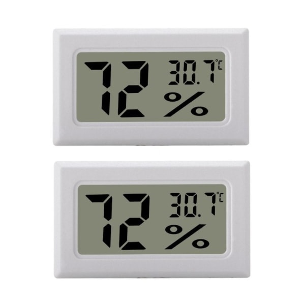 Mini LCD Hygrometer / Termometer Hvit 2-pakning