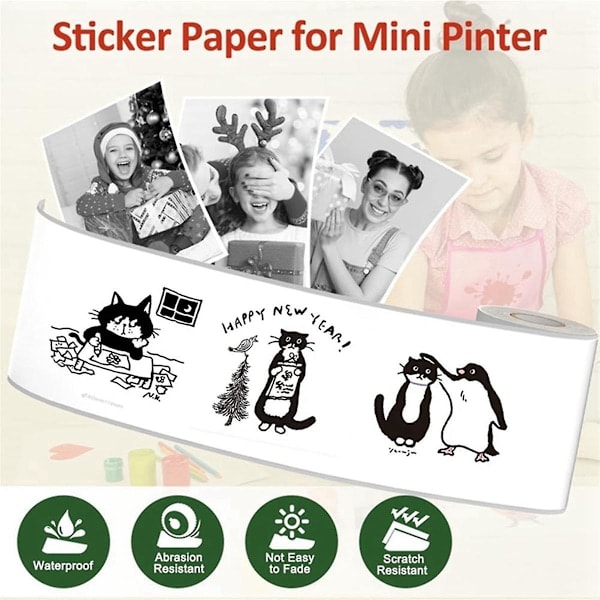 Rolls Mini Fickprinter Etikettpapper, 30 X 57mm Limmande Termiskt Papper för Fickprinter, (hs)