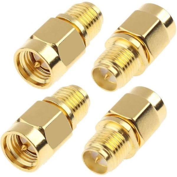 SMA Male to RP-SMA Female RF Straight Connector Gold Plated Adapter for Wi-Fi Antenna Repeater Wireless Signal Extender Cable (4pcs)