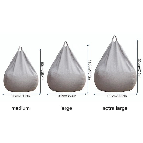 REMAKE Ny Design Extra Stor Bönpåse Stol Soffaöverdrag Inomhus Lat Lounger För Vuxna Barn Hotsale! utan fyllning Grå 90 * 110cm zdq