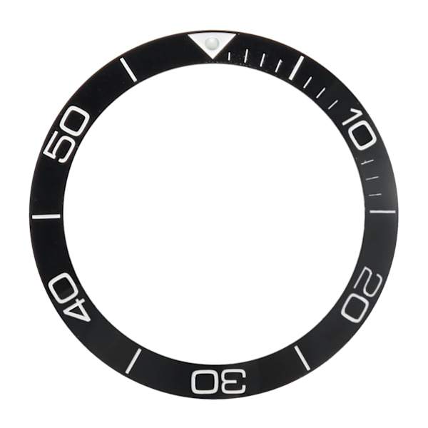 Keramisk klockring professionell 38,6 mm klockring insats ersättning delar tillbehör för reparatör svart bas vit siffra prickad linje