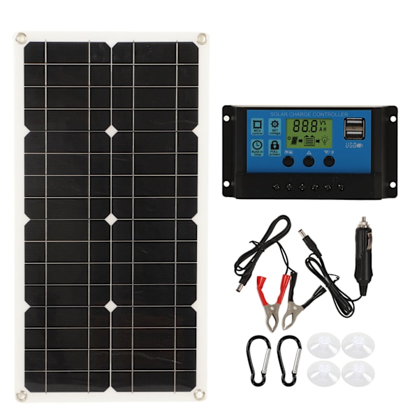 25W Solar Panel IP65 Waterproof 12V 24V Adaptive High Power Over Charge Protection for RV Car Boat Trailer 30A Controller