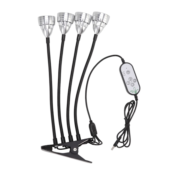 Alumiiniseos LED-kasvilamppu 4 taivutettavalla säädettävällä USB-kasvilampulla, joissa on leike sisäkäyttöön