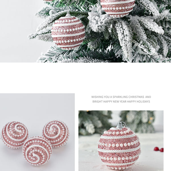 4-pack glitter julgransdekoration, 8 mm paljettkulor för