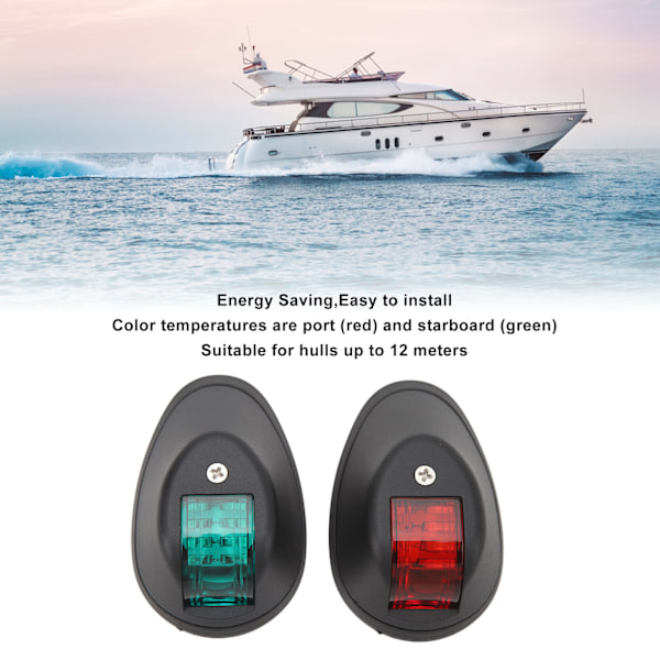 1 Par LED Navigasjonslys Profesjonell Alarm Indikasjon Navigasjon Signal Lys for Båt Yacht DC12V 2W Svart