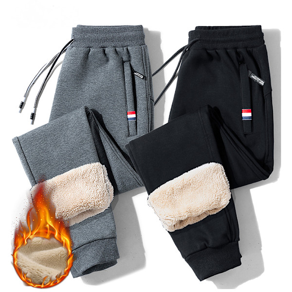 Talviset lämpimät fleece-housut Paksu rento lämpöhousut Hikihousut musta L black