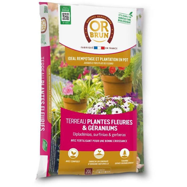 Jord för blommande växter och pelargoner - OR BRUN - OBRTGER20N - 20 L