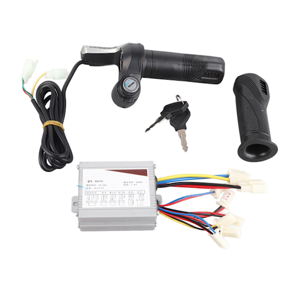 24V 500W Brushed Motor Speed Controller Throttle Twist Grip with Key for Electric Bike Tricycle Motorcycle