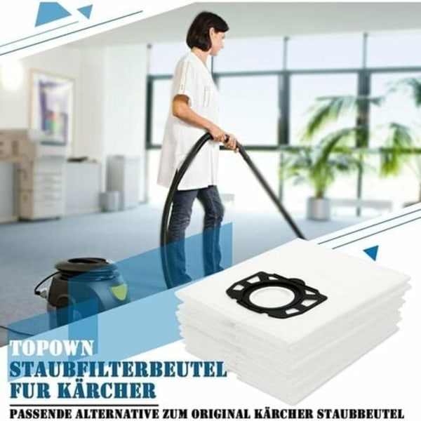 10 st dammsugarpåsar för Karcher WD4 WD5 WD6 Karcher påse MV4, MV5 och MV6 dammsugarpåsar för Karcher