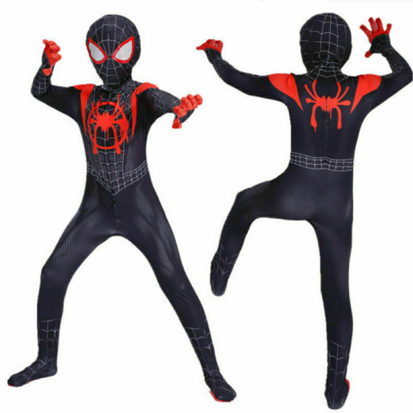 2023 - Sort Spiderman kostume, den bedste gave til børn - sort sort 110cm