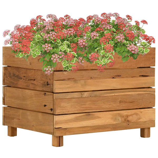 Raised flower box 50x40x38 cm recycled teak wood and steel