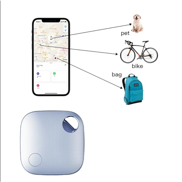 Mini GPS Tracker - Realtids-sporing, App uden abonnement, IP65 vandtæt til telefon, pung, nøgler, børn, kæledyr