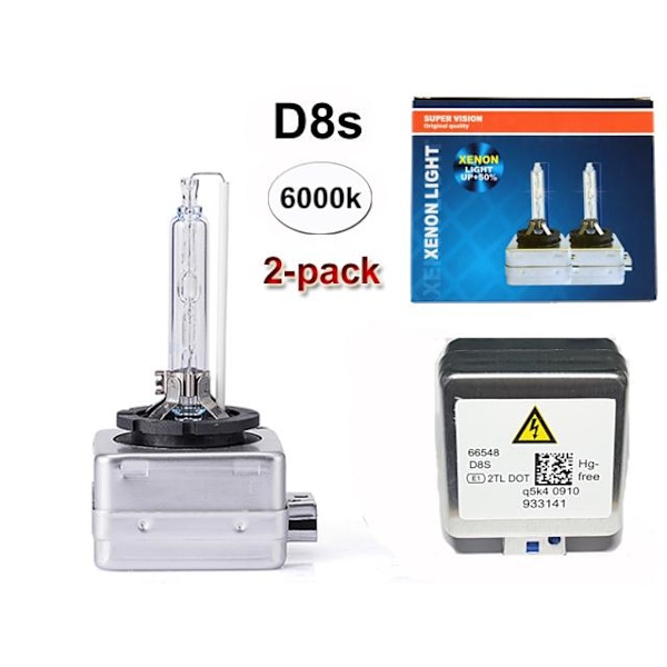 Xenonlamper D8s +50% 6000k xenonlamper PK32d-1 HID 2-pak