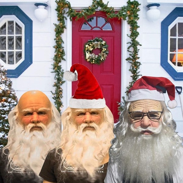 REMAKE Mjuk Jultomte Vuxen Min Gamla Man Jul Semester Rolig Latex Mask utan hatt Tomte