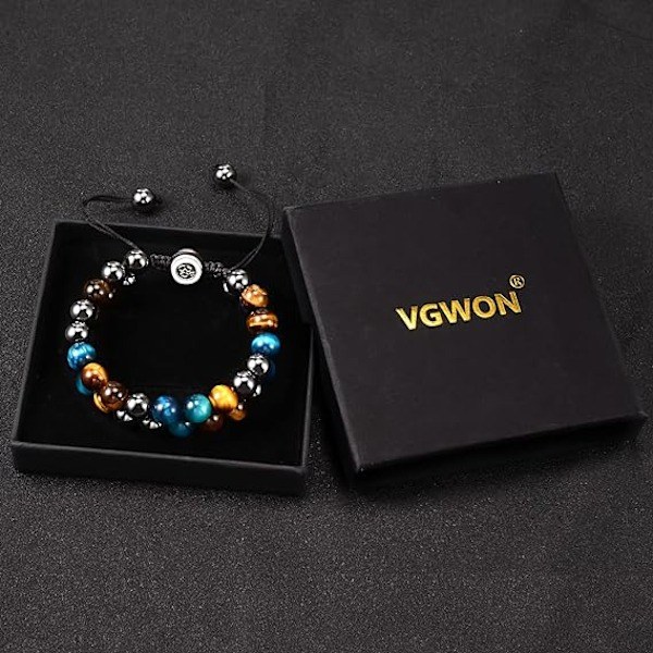 Mænds Krystal Armbånd 8mm Blå Tigerøje Obsidian Natursten Perler Trippel Beskyttelse Armbånd Julegave Valentinsdag Fars Dag Gave