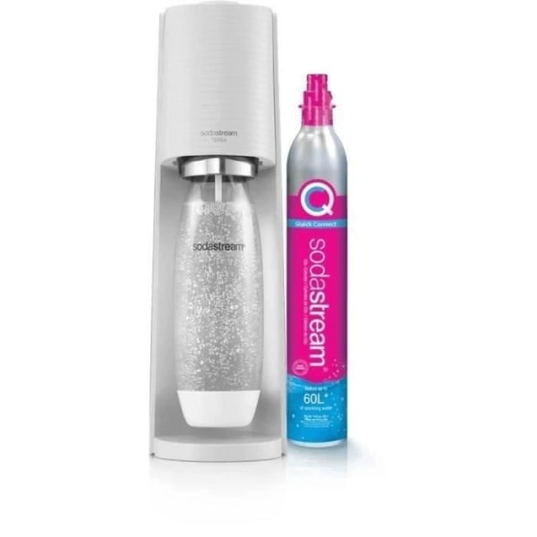 REMAKE SODASTREAM TERRA Valkoinen hiilihappopullo - Quick Connect -sylinteri - 1L astianpesukoneen kestävä pullo Valkoinen