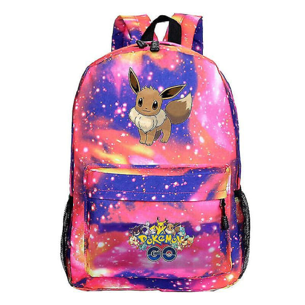 Anime Pokmon Eevee Print Skoletaske til Studerende Tegneseriefigurer Tasker Unisex Rygsæk[HK] Stjerneklar himmel pink