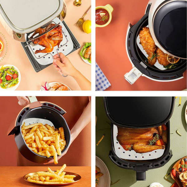 Engångs Luftfritöspapper, non-stick 200-pack Vit 20,5 cm