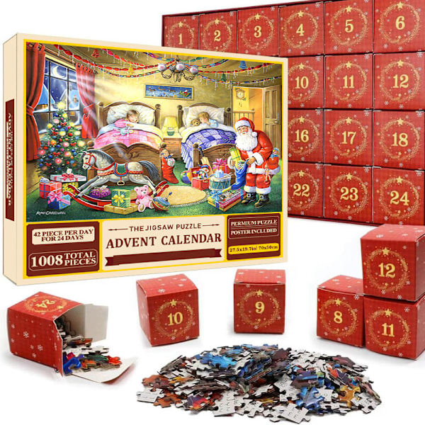 REMAKE Adventskalender med Puslespil, Nedtælling til Advent, Adventskalender med Legetøjspuslespil, Julegaver i Blindbox sd14