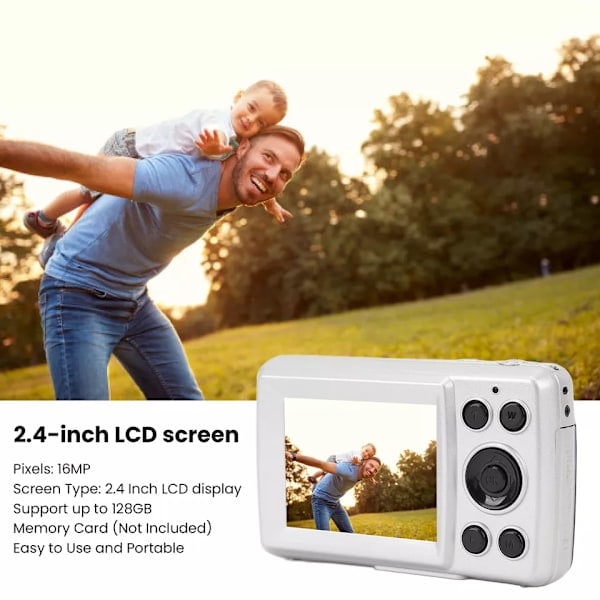 Kompakt digitalkamera med 16x zoom och 16MP sensor, 2.4\" LCD, svart