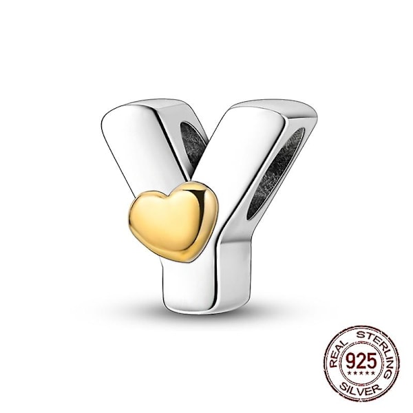925 Silver Bokstav A-Z Alfabet Charm Namn Pärlor Passar Original Pandora Armband Charms För Kvinnor DIY Hänge Smycken