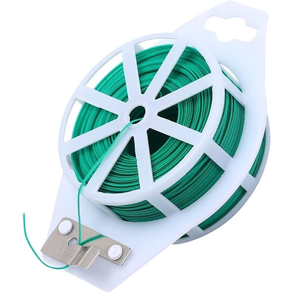 Twist Tie: Plastikbelagt tråd til at binde haveplanter eller kontorkabler med praktisk, indbygget skærer {Grøn}