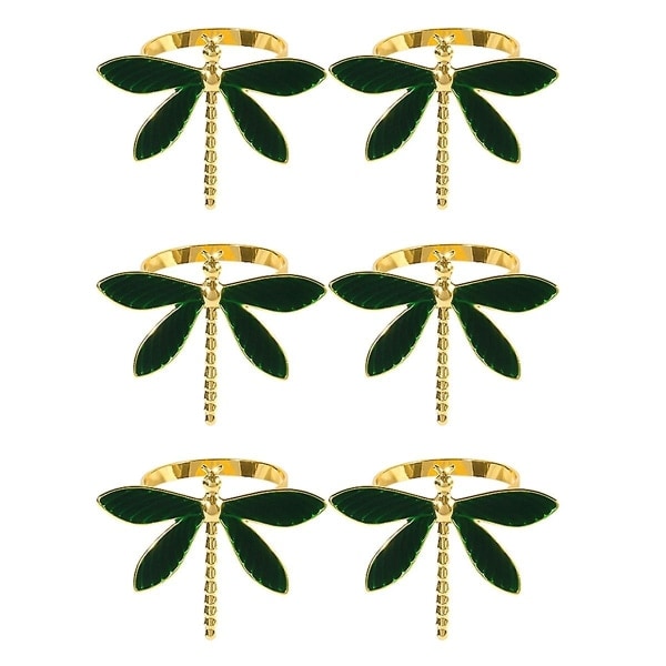 Servietringe Sæt af 6 til Bryllup Fars Dag Fødselsdag Metal Dragonfly Servietholdere til Bordlinned