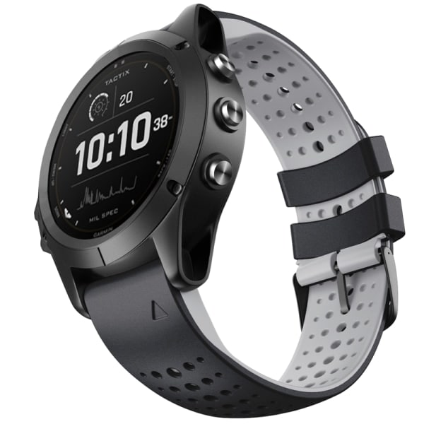 Urrem Garmin Fenix 6X (26 mm) Silikon Sort/Grå