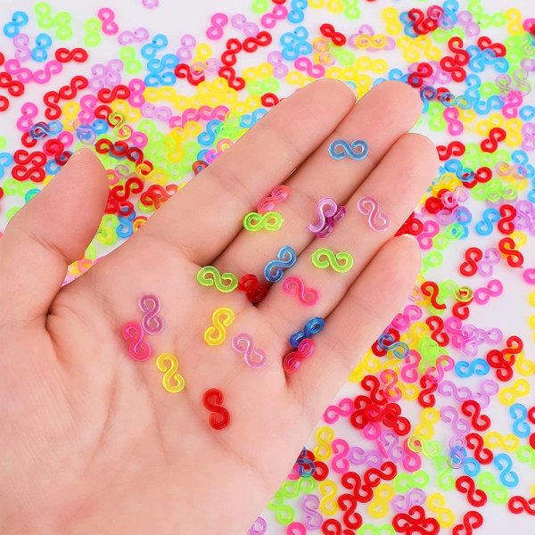 360 stk. S-clips Loom Band Clips Plastikforbindelser Genopfyldning farve