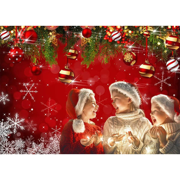 Lumikide Joulukuvaustaustakankaat Talvi Uusivuosi Perhejuhliin 5x3ft Syntymäpäivä Glitter Bokeh Sparkle Punainen Joulu