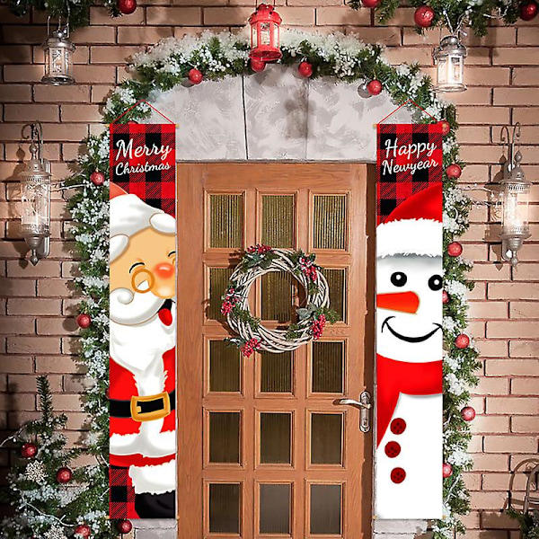 God Jul Dörrbanderoll Veranda Skylt 71 x 12 Tum Hängande Banderoll Flagga för Hem Vägg Inomhus Utomhus Julparty Dekorationer