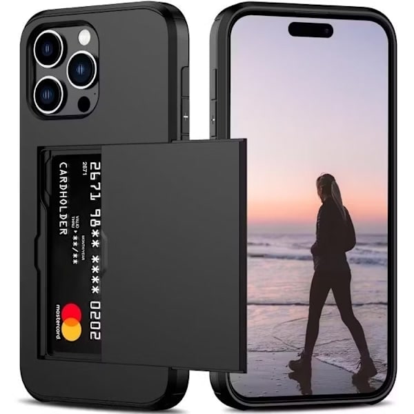iPhone 13 Pro - Cover med kortslot Solid® Ekstra forstærket Sort Sort