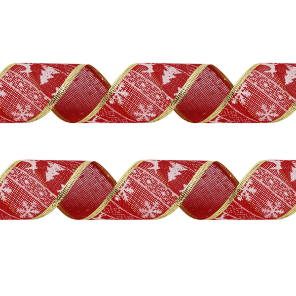 2m långt julband för DIY-hantverk, semestertryckta band, presentinslagning, rosetter, hem, nyårsfestdekoration 2