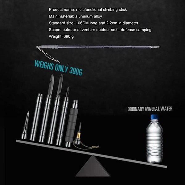 REMAKE Vandrestave Teleskopiske Stave Vandrestave Multifunktionel Foldbar Spade, Skistav Aluminium Legering Udendørs Vandreture Camping