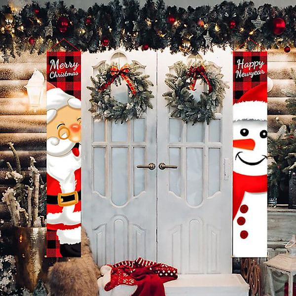 God Jul Dörrbanderoll Veranda Skylt 71 x 12 Tum Hängande Banderoll Flagga för Hem Vägg Inomhus Utomhus Julparty Dekorationer