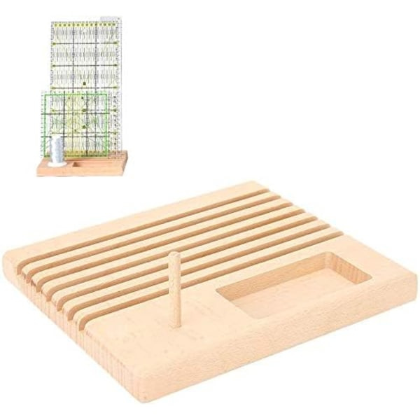 Trälinjal Quilt Holder Small Bokträ Quilt Linjalhållare Vindare Rack Organizer för DIY DIY Syverktyg Stor S...