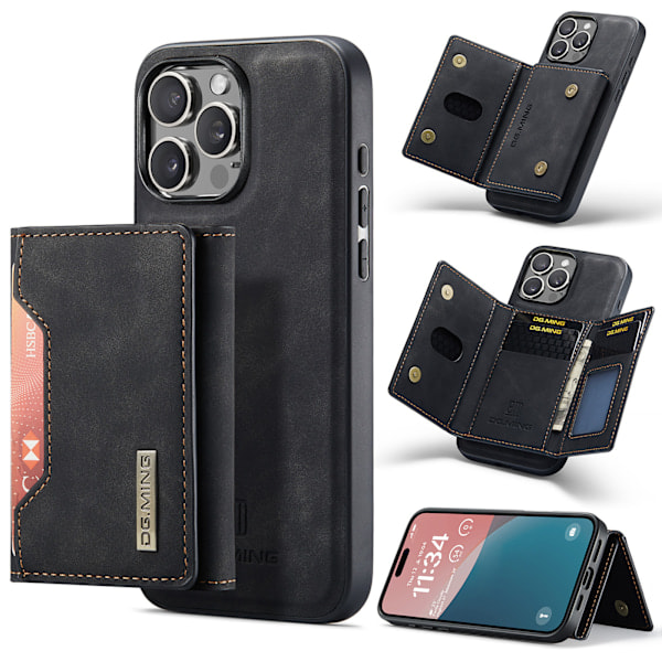 M2 Magnetiskt Plånboksfodral för iPhone 16 Pro Max - Svart