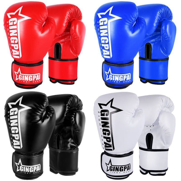 Boxningshandskar för vuxna, PU Kickboxningshandskar, Professionella träningshandskar för kampsport, Svart