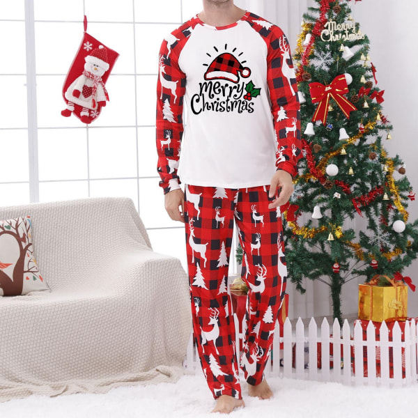 Black Friday Tilbud 2022! Pisexur Familie Julepyjamas Julekostumer Langærmet Klassisk Ternet Matchende Familie Julepyjamas Glædelig