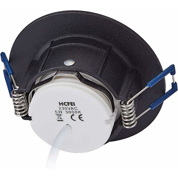 6 LED-upotettavan kohdevalon sarja, täysin musta, pyöreä - GU10-lamput, lämmin valkoinen