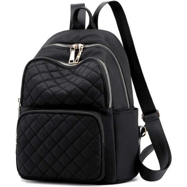 REMAKE Rygsæk Kvinders Rygsæk Skole Universitet Rejse Casual Bælte Laptop Rum Tyverisikker Taske Skuldertaske (Sort)