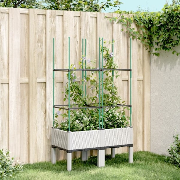 Growing box with trellis white 80x40x142.5 cm PP