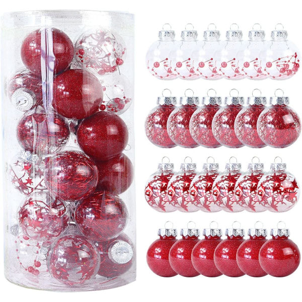 24 stk julepynt 6 cm/2,36 tommer farget plast transparent