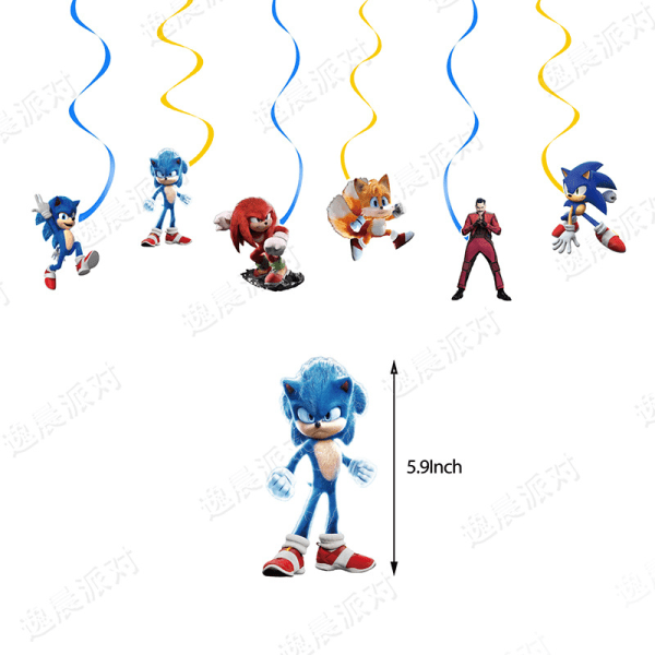 REMAKE Sonic fødselsdagskage indsætskort ballon dekoration