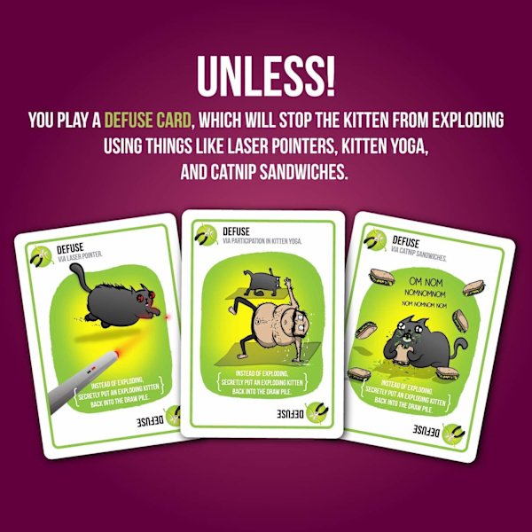 Exploding Kittens Party - Venäläinen ruletti korttipeli, yksinkertainen perheystävällinen juhlapelin - Korttipeli aikuisille, teineille ja lapsille - 2-10 pelaajaa
