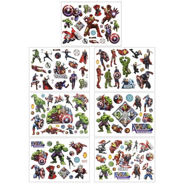 8 Ark Superhero Tillfälliga Tatueringsdekaler för Barn Pojkar Flickor Födelsedagsfesttillbehör