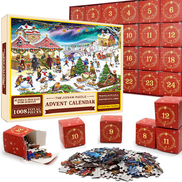 REMAKE Adventskalender med Pussel, Nedräkning till Advent, Adventskalender med Leksakspussel, Julklappar i Blindbox sd28