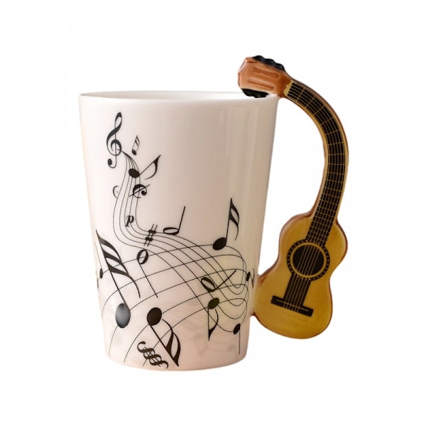 300ml store musikkopp, unik musikgave kaffekopp, flotte gaver til musikere og gitar-elskere til høytider, farsdag, m...